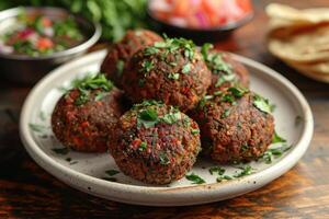 falafels är djup friterad bollar traditionellt hittades i mitten östra kök mat professionell reklam mat fotografi foto