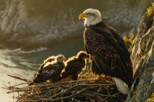 skallig eagles och de konst av föräldraskap foto