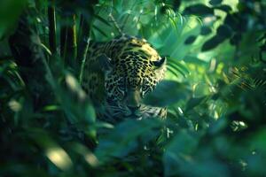 en smyg jaguar på de stryka omkring foto
