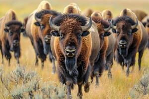 bison roaming de vidder foto