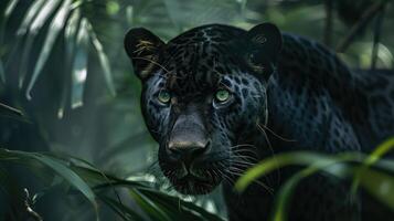 en svart panter i de djungel foto