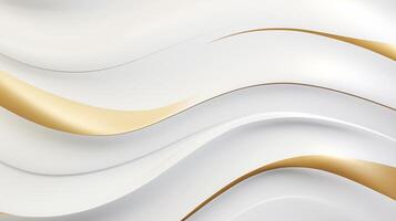 abstrakt vit vågig bakgrund med ränder av guld Färg. texturerad bakgrund. elegant vit modern arkitektur konst. foto