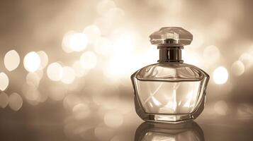 ett elegant parfym flaska, glittrande med raffinemang foto