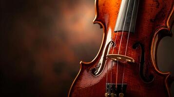 harmoni av musikalisk instrument, fokusera på de elegant kurvor av en fiol foto
