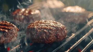 grillad burger nötkött på de grill maskin foto