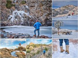 vandring i klippig bergen av nordlig colorado foto