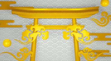 torii geometriska podium japansk tradition podium.3d rendering foto