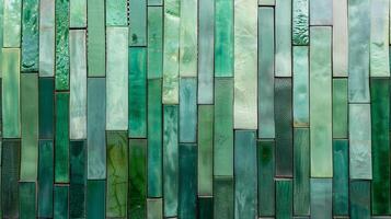 grön keramisk dekorativ plattor bakgrund, enkel textur, gammal årgång keramisk rektangulär plattor i grön till dekorera de kök eller badrum foto