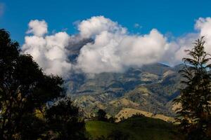 de Fantastisk landskap av de central intervall på de uppstigning till de hög av brev mellan de städer av fresno och manizales i colombia foto