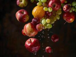 studioupplyst faller frukt baner foto