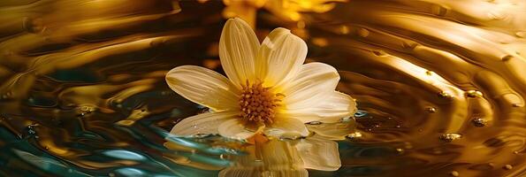 flytande blomma med gul kronblad foto