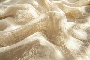 närbild Linné tyg, detaljerad fiber textur foto