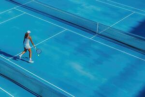 ai genererad kvinna spelar tennis. ai genererad foto