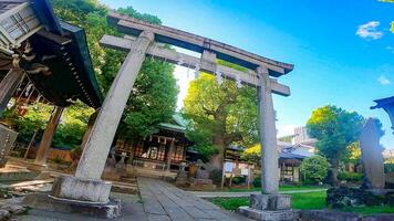 nishimukai tenjin helgedom, en helgedom belägen i shinjuku, shinjuku-ku, tokyo, japan den är sa till ha varit grundad förbi togao akie shonin i 1228, och eftersom de helgedom byggnad ansikten väst foto