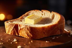 ai genererad njuter de glädje av buttered bröd. skapas med generativ ai foto