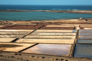 salt Arbetar av janubio, lanzarote, kanariefågel öar foto