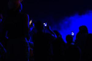 grupp av människor har roligt på musik konsert foto