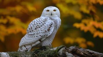 ai genererad snöig Uggla bubo scandiacus i de skog foto