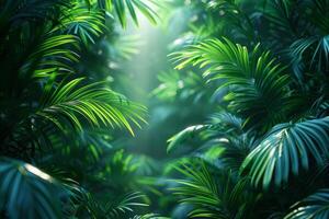 ai genererad tropisk exotisk löv bakgrund. regnskog landskap foto