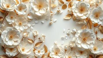 ai genererad stänga upp av kaka med vit blommor foto