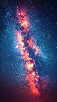 ai genererad röd och blå spiral objekt i himmel foto