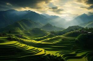 ai genererad de ris terrasser i vietnam foto