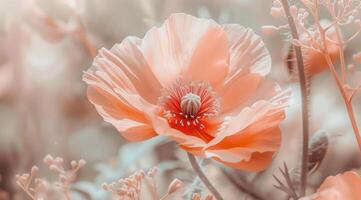 ai genererad persika kronblad fullkomlighet foto