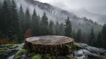 träd stubbe bland träd i skog foto