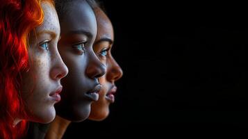 multietnisk profiler mot mörk bakgrund foto
