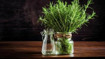 färsk lavendel- buntar i glas vas foto