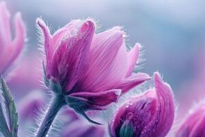 blommor av de windflower eller pulsatilla patens. först vår blomning blomma foto