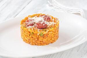 del av chorizo risotto foto