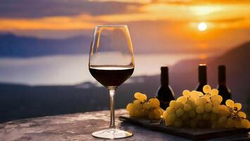 röd och vit vin provsmakning på vintillverkare fält och vinrankor foto