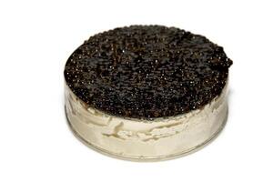 kan av iranian kaviar på vit bakgrund foto