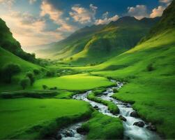grön naturlig landskap fantastisk foto