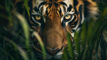 stänga upp av en tiger i de djungel, panthera tigris altaica foto