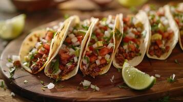 tallrik med tacos på träbord foto