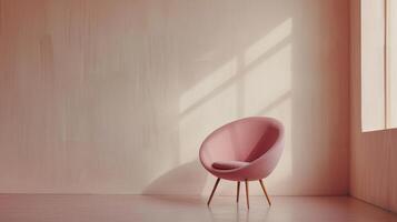en rosa stol placerad i främre av en fönster foto