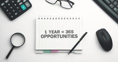 1 år 365 möjligheter. positivt tänkande. affärsidé foto