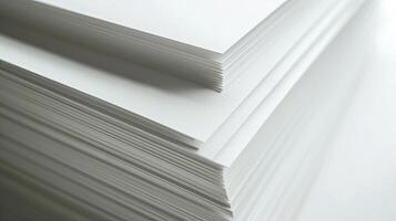 stack av vit papper ark erbjudande ren kvalitet för professionell använda sig av ai bild foto