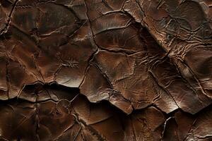 realistisk bedrövad läder textur. postapokalyptisk bakgrund trasig för en oländig förfall känna ai bild foto