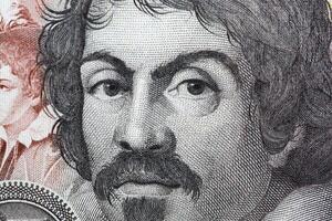 caravaggio en närbild porträtt från italiensk pengar foto