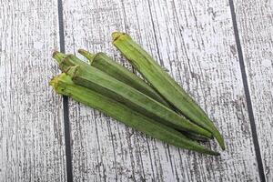 grön mogen gott okra tropisk vegetabiliska foto