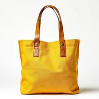 eco vänlig gul duk toto väska ,design mall för mock-up , hyper realistisk fotografi , foto