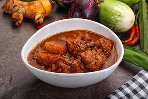 indisk kök - kryddad kyckling vindaloo foto