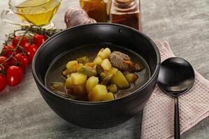 soppa med köttbulle och potatis foto