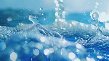 vatten bubblor rena vatten och vatten bubblor i blå foto