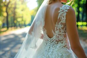 hög kvalitet Foto av bröllop klänning för brud.