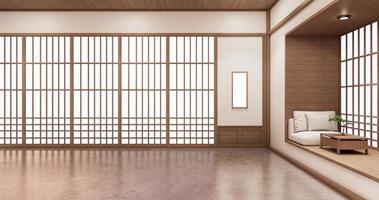 levande hylla design i rum japansk stil minimal design. 3d-rendering foto