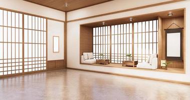 levande hylla design i rum japansk stil minimal design. 3d-rendering foto
